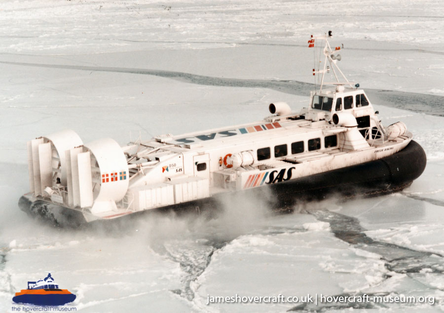 AP1-88 hovercraft with the Scandinavian company SAS -   (submitted by The <a href='http://www.hovercraft-museum.org/' target='_blank'>Hovercraft Museum Trust</a>).